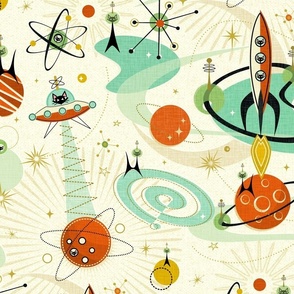 Retro Space Cats -Custom XL ***Part A -  Please See Important Additional Details about this listing Regarding Wallpaper!***