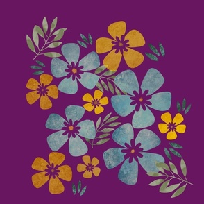 Watercolor Florals on Purple background