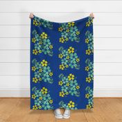 Watercolor flowers bright blue large