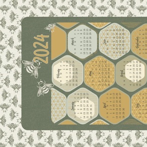 Bee Industry 2024 Calendar-Calendar Tea Towel-Boho Spirit Palette