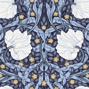 1334 large - William Morris Pimpernel - Dreamy Blue and Cream