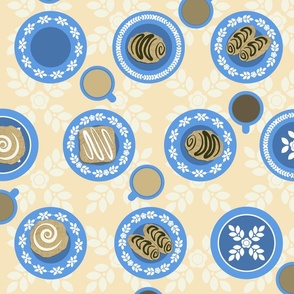 Swedish Fika on Blue Plates - large scale