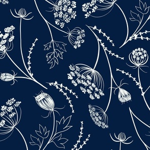 Queen Anne's Lace Floral on Navy