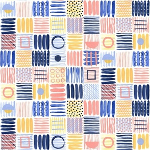 Painterly Patchwork | Peach, Yellow & Blue | 24"