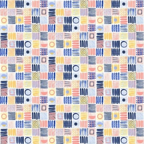 Painterly Patchwork | Peach, Yellow & Blue | 12"