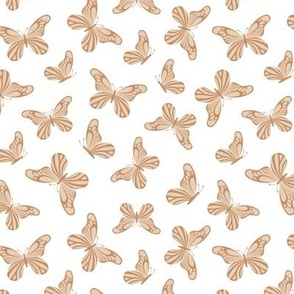 Retro style butterfly - spring boho summer garden in vintage seventies neutral palette beige tan on white