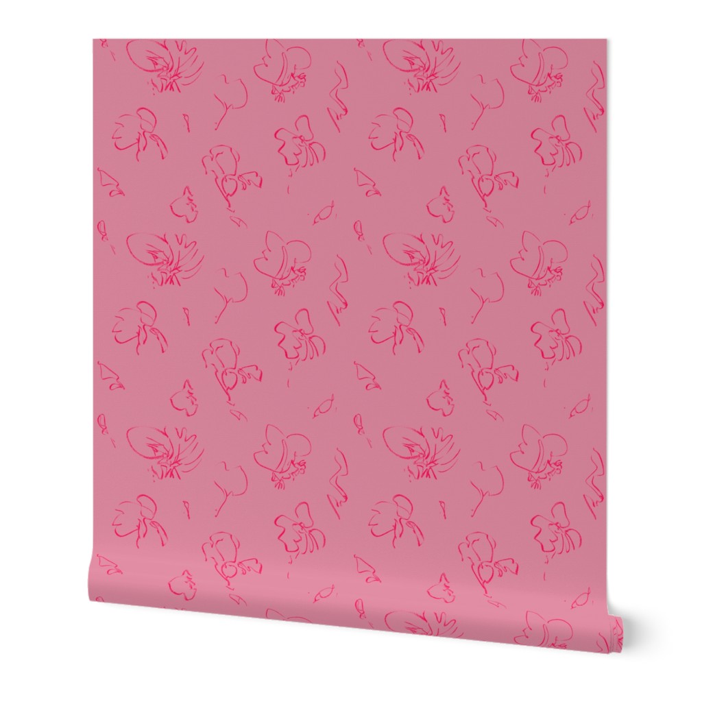 Eros Hot Pink Lavender Floral Abstract