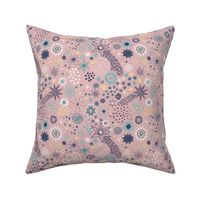 Small Celestial Confetti on Pink Fabric