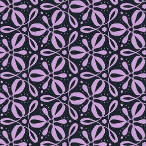 Fleurs Tournantes - Floral Geometric Midnight Blue and Purple Regular Scale