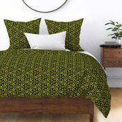 Fleurs Tournantes - Floral Geometric Midnight Blue and Green Large Scale