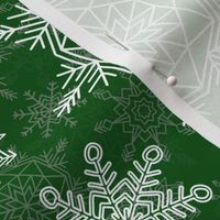 Festive White Christmas Holiday Snowflakes on Forest Green