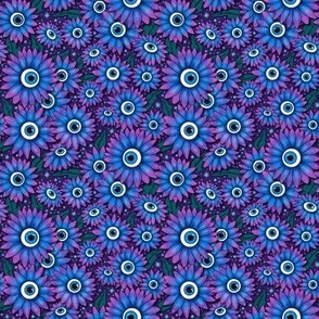 Otherworldly Flowers in Blue Small Print