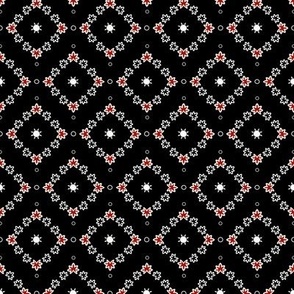 Meg Diamond: Turkey Red & Black Botanical Geometric
