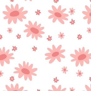 Coral Daisies White BG