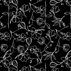 Magnolia Lines-White with Black BG