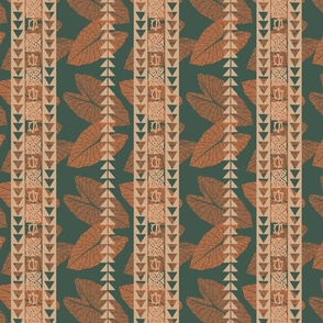 textile-Tapa Petroglyph reverse design-copper and deep turquoise