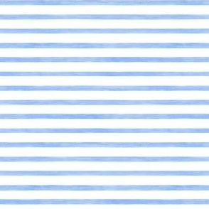 Coastal Blue Thin Horizontal Stripes - Ditsy Scale - Watercolor Textured Cornflower Blue Ice Ocean Nautical