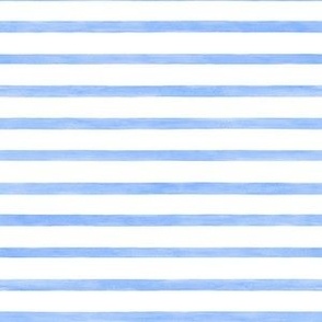 Coastal Blue Thin Horizontal Stripes - Small Scale - Watercolor Textured Cornflower Blue Ice Ocean Nautical