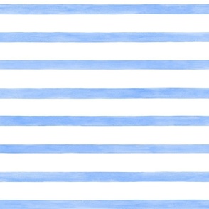 Coastal Blue Thin Horizontal Stripes - Large Scale - Watercolor Textured Cornflower Blue Ice Ocean Nautical
