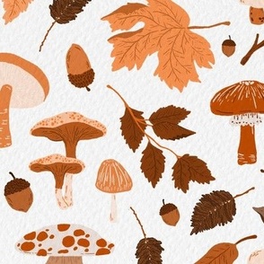 Ode to Fall - Autumn Oranges - Mushrooms, Branch, Twig, Leaves, Berries, Acorns
