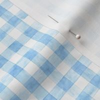 Cornflower Blue Watercolor Gingham Buffalo Plaid - Ditsy Scale - Painted Checkers Checkered