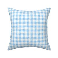 Cornflower Blue Watercolor Gingham Buffalo Plaid - Small Scale - Painted Checkers Checkered