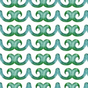 Byzantine watercolor waves, Greens on a white background