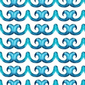 Byzantine watercolor waves, Light blue on a white background