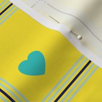 Teal and navy plaid with hearts - Small scale