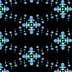 Byzantine stylization of crosses, Light blue on a black background