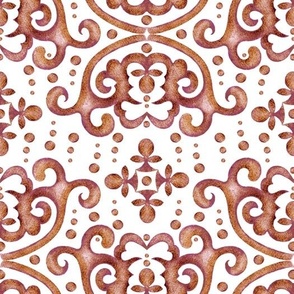 Byzantine watercolor curls, Browns on a white background