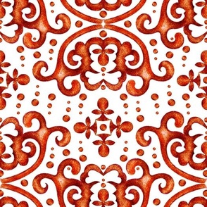 Byzantine watercolor curls, Reds on a white background