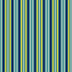 Yellow, teal and blue stripes - Small scale