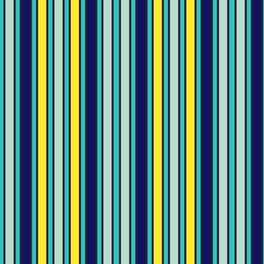 Yellow, teal and blue stripes - Medium scale