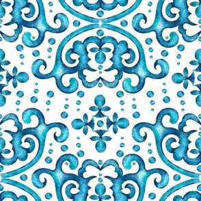 Byzantine watercolor curls, Light blue on a white background