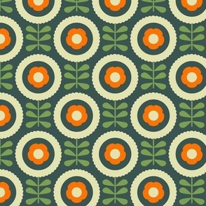 2070 Small - Scandinavian florals, green / yellow