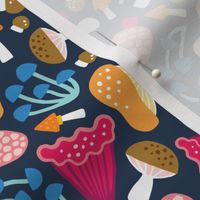 Colorful Mushrooms on navy (small)
