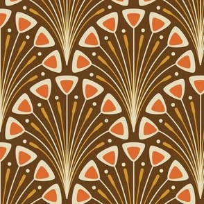 2074 Medium - art deco scallops, with brown