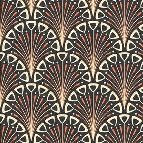 2072 Small - art deco scallops, beige