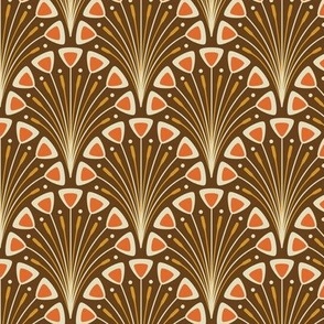 2074 Small - art deco scallops, with brown