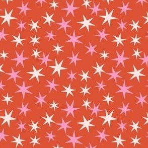 MINI vintage christmas star fabric - pink christmas fabric, mod christmas