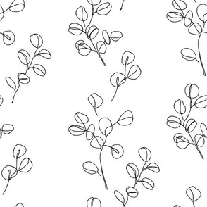 Eucalyptus branches in modern single line art style