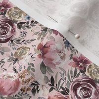 Moody Floral - Victorian floral Peony rose bouquet Blush pink Micro