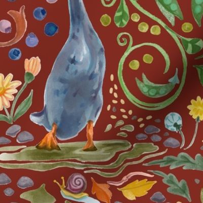 Runner Duck Affair on Terracotta, Large Scale