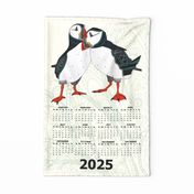 2024 puffins calendar tea towel