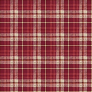 Deep Red Distressed Christmas Plaid - Medium Scale