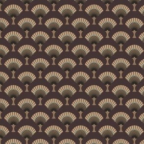 Small-scale fan stylization in Art Deco, Brown on a dark brown background