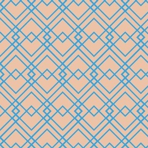 Art Deco Geometric Lines - Peach Cerulean Blue - Larger Scale