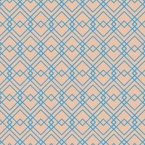 Art Deco Geometric Lines - Peach Cerulean Blue - Smaller Scale