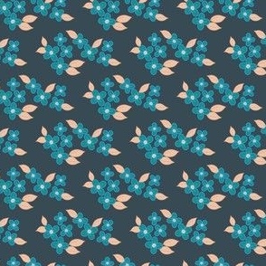 Vivid Flowers Ditsy - Navy Blue Emerald Green - Smaller Scale
